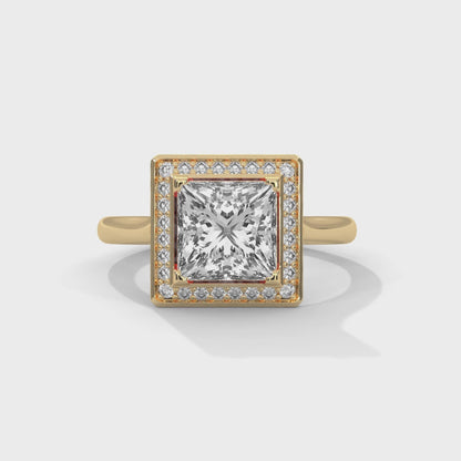 Princess Halo Engagement Ring 18K | Lab Grown Diamond