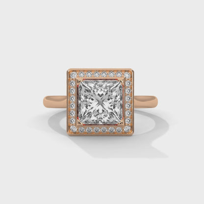Princess Halo Engagement Ring 18K Rose Gold | Lab Grown Diamond